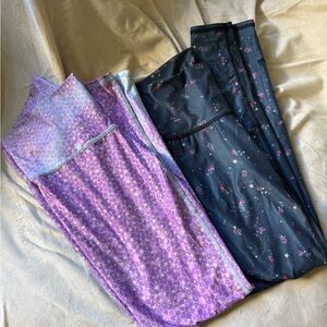 TEEKI budle set of Two Patterned Leggings - mermaid and floral